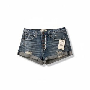 NWT Free people Jean shorts button fly slightly distressed cuffed 26